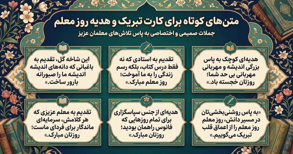 متن‌های کوتاه و اختصاصی برای کارت تبریک و کارت هدیه روز معلم