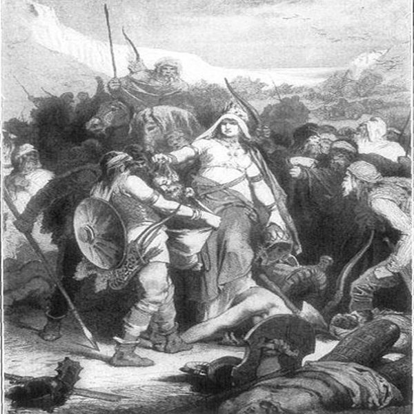 این نگاره، اثر الکساندر زیک، بردن سر کوروش نزد تهمرییش را به تصویر کشیده است