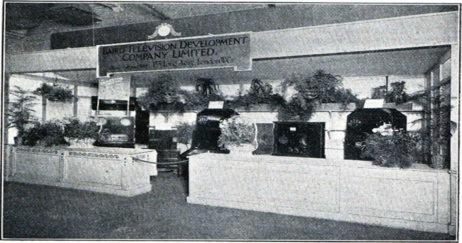 غرفه شرکت توسعه تلویزیون برد در نمایشگاه المپیا، لندن، سپتامبر ۱۹۲۸ ( مجله تلویزیون ، نوامبر ۱۹۲۸)
