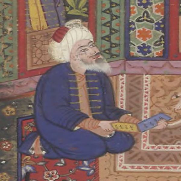 نگارگری عصر صفوی، سنایی در درگاه سلطان غزنوی، حدیقةالحقیقه، به تاریخ 987 قمری و 1579 میلادی، در حال حاضر در کتابخانه دانشگاه لیدن
