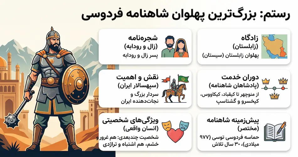 رستم کیست؟ شناخت بزرگ‌ترین پهلوان شاهنامه فردوسی