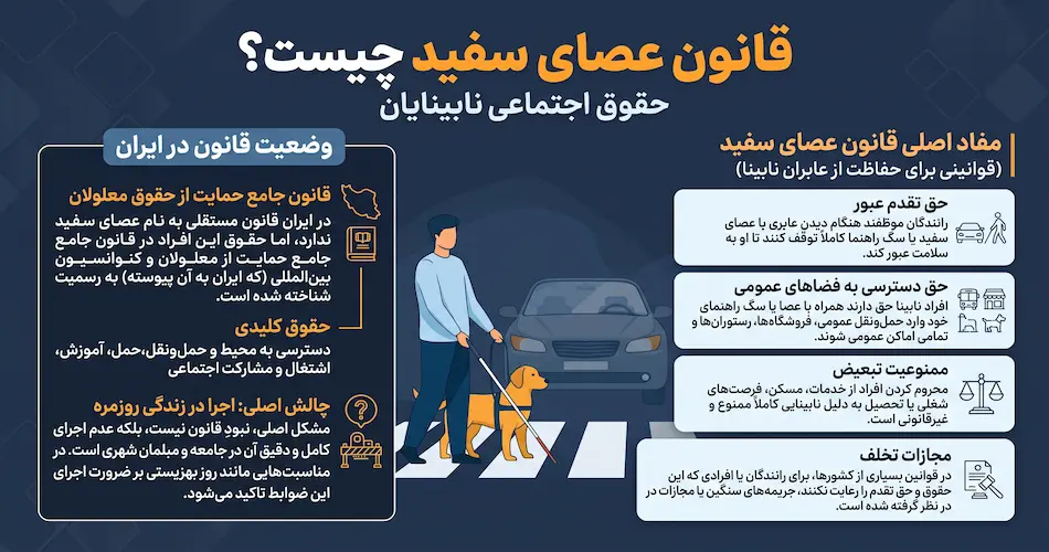 قانون عصای سفید چیست؟ (حقوق اجتماعی نابینایان)
