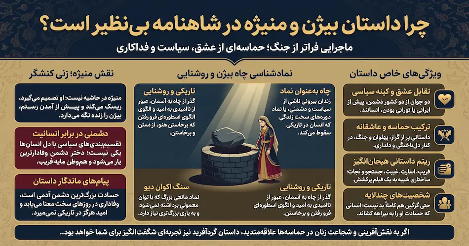 چرا داستان بیژن و منیژه در شاهنامه بی‌نظیر است؟