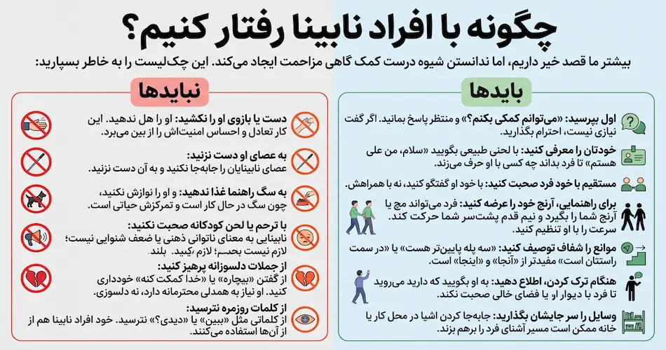 چگونه با افراد نابینا رفتار کنیم؟ (بایدها و نبایدها)